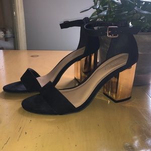 Bamboo  Block Heel Sandal with Ankle Strap